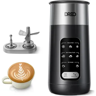 DREO Milchaufschäumer, 6-in-1 Elektrischer Milchschäumer für Latte Art Mikroschaum und Kaffee, 270ml automatischer Aufschäumer für warmen und kalten Schaum, LED, leicht zu reinigen