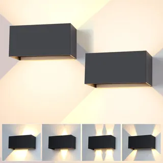 CHENBEN Wandleuchte Aussen IP65 Wasserdichte Aussenlampe Wand Aluminium Außenlampe 3000K Einstellbar Lichtstrahl 12W Up and Down Leuchten Aussen für Gärten/Flure/Balkone, 2 Stück