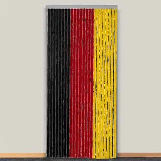 Türvohang Flauschvorhang viele Farben Größen Fliegen Insektenschutz Camping Wohnwagen - schwarz-rot-gold - 56 - 100 cm X 185 - 220 cm X 185 - 220 cm