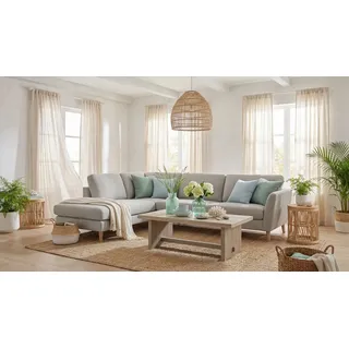 Home Affaire "MARSEILLE 278/202 cm, L-Form, Ottom. rechts/links, verschiedene Bezüge", Massivholzbeine Eiche, Landhausstil, Wellenunterfederung,