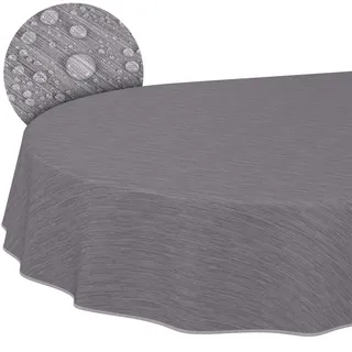 ANRO Tischdecke Wachstuchtischdecke Oval 220 x 140 cm Grau