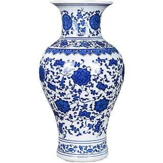 RTYHN Traditionelles Blau und Weiß Porzellanvase,Handbemalte Porzellan-Vase,Blumenvase für Heimdekoration,China Ming-Stil