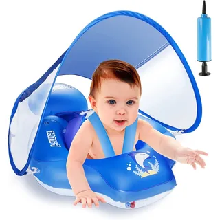 Parner Schwimmring Baby mit UPF50+ Sonnendach, Schwimmhilfe Baby für den Pool, Verstellbarer Sicherheitssitz, Kleinkind Pool Schwimmring für 3-36 Monate - L