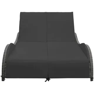 vidaXL Doppel-Sonnenliege mit Auflage Poly Rattan Anthrazit - Grau