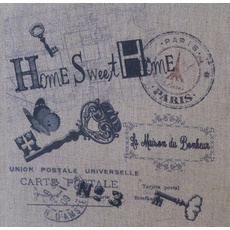 La Boîte à Broder COU035LN Bedruckter Coupon „Home Sweet Home“ (Trautes Heim, Glück allein), Leinen, naturfarben