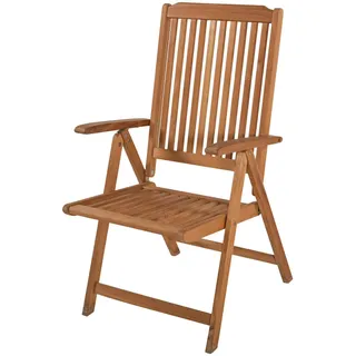 Gardenson Gartenstuhl , Braun , Holz , Teakholz , Hartholz , eckig , 57x106x66 cm , wetterbeständig, UV-beständig, inklusive Armlehnen, abwischbar, geeignet für Balkon , Holzmöbel, Sitzgelegenheiten Holz, Gartensessel Holz