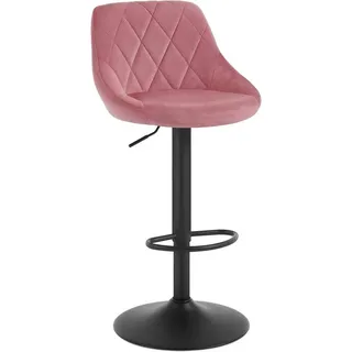 Woltu Barhocker Barstuhl, Gute gepolsterte Sitzfläche aus Samt, Höhenverstellbar, 360° Drehbar, Farbwahl, in Rosa - Rosa