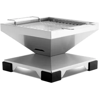 Edelstahl Tischgrill – Kompakter Holzkohlegrill mit 30x30 cm Grillfläche, erweiterbar und spülmaschinengeeignet, ideal für Camping und Balkon