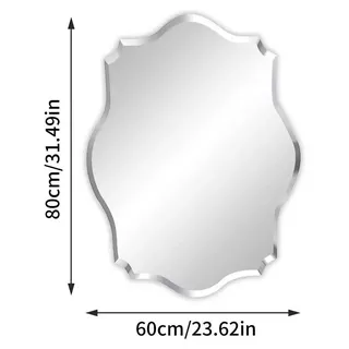 Rechteckiger Spiegel - Wandspiegel 60x80 cm - Rahmenloser Badspiegel - Facettenschliff-Kante - Modernes minimalistisches Design - Silber