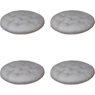 KAREN66 4 Stück waschbar Stuhlkissen 40x40 cm Rund Sitzkissen für Indoor und Outdoor Dicke Polsterung Bodenkissen (Grau)