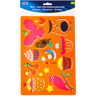 TSI 46412-1 - Mal- und Zeichenschablone " EULE + CUPCAKE", Maße 26 x 18 cm