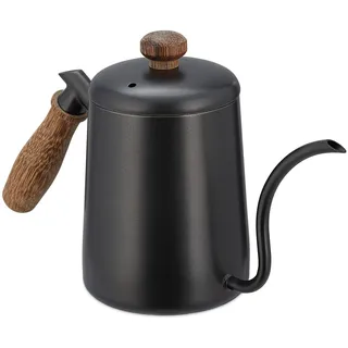 Relaxdays Teekanne Anthrazit/Braun 0,55 l