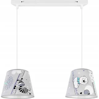 Hängelampe für Kinderzimmer - Deckenlampe - Pendelleuchte aus Metall mit Lampenschirm - Klassisch 2-Flammig, Grau und Blau, Ladybird - Grau, Blau, Hellblau