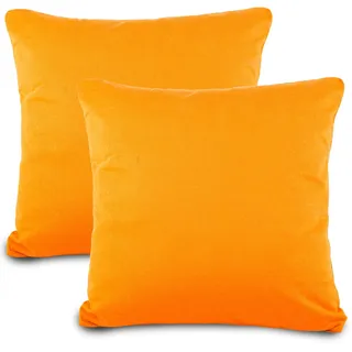 Aqua-Textil Classic Line Baumwoll Kissenbezug 2er-Set 80 x 80 cm orange Kissen Bezug Kissenhülle. Kopfkissenüberzug. Pillowcase. Bettkissen. Kopfkissenbezug. Reißverschluss Jersey