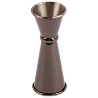 Olympia Banded Jigger Gunmetal 25ml/50ml - Schwarzer Edelstahl Cocktail-, Spirituosen- und Wein-Messbecher (Jigger), Präzises Getränkemessen DR626