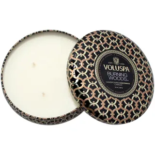Voluspa Burning Woods Kerze in Dose, 3 Dochte