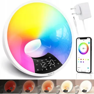 RGB-Nachtlampe A90s mit Bluetooth-Weckfunktion und Google Alexa Radio - Weiß