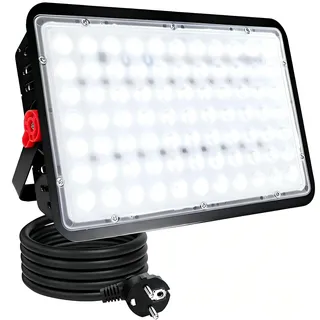 Indmird LED Strahler Außen 200W, 6500K Kaltweiß LED Strahler mit Stecker | 20000LM Heller Led Fluter Außen IP66 Wasserdicht LED Scheinwerfer Aussenstrahler für Lager Garten Garage Hof Werkstatt