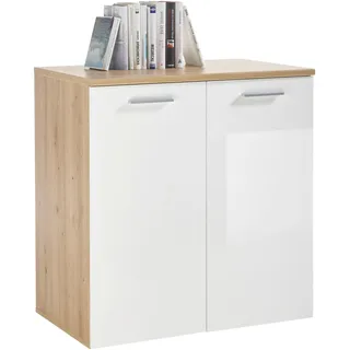 HBZ Kommode PABLO Weiß - Modernes Sideboard mit 2 Türen und 1 festen Einlegeboden