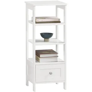 SoBuy Beistelltisch Weiß, - Nachttisch mit Schublade und Ablagen Sofatisch Beistelltisch Telefontisch nachtschrank nachtkommode bht ca.: 30x74x28cm