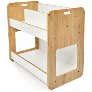 Hanah Home Modernes skandinavisches Bücherregal, Weiß & Natur, 57 x 55 x 34 cm | 100% MDF, 12 mm Stärke | Stilvolle Aufbewahrungslösung