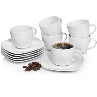 Sänger Kaffeetassen SET Bilgola - 12 teilig aus Porzellan , Weiß , Keramik , 12-teilig , 44x12.5x22 cm , kratzfest , Geschirr, Tassen, Tassen Sets