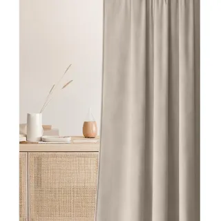 ROOM99 Samtvorhang Vorhang mit Kräuselband Charmy 140 x 250 cm Breite x Höhe Schiebegardinen Curtain Wohnzimmer Schlafzimmer Samt Velours Beige, 1 Stück