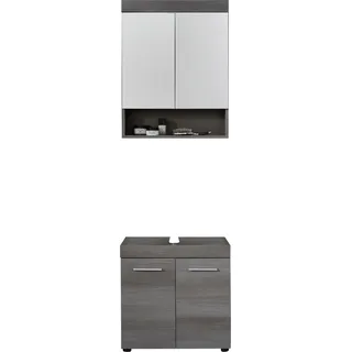 trendteam Bad 2-teilige Kombination Runner/Moon Sardegna Rauchsilber Melamin 58 x 190 x 31 cm - Grau