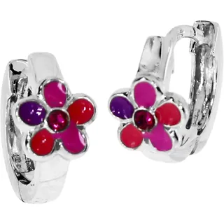 Ostsee-Schmuck Creolen Blume Silber 925 lila Gr. 13
