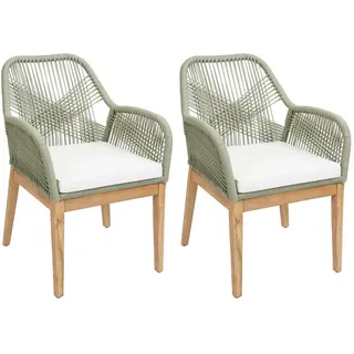 MCW Gartenstuhl H56B Grün, Cremeweiß , Grün, Weiß , Holz , 58x85x59 cm , Gartenmöbel, Gartensessel, Gartenstühle