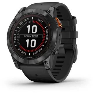 Garmin fēnix 7X Pro BT 51 mm Edelstahlgehäuse schwarz Silikonarmband schwarz M