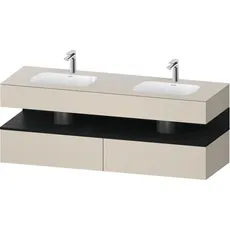 Duravit Qatego Einbauwaschtisch mit Konsolenwaschtischunterbau, 1600x550x600mm, Nische Eiche Schwarz, Doppelwaschtisch, QA4797016, Farbe: Taupe Supermatt/mit Nischenbeleuchtung