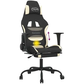 vidaXL Gaming-Stuhl mit Massage & Fußstütze Schwarz und Creme Stoff - Creme