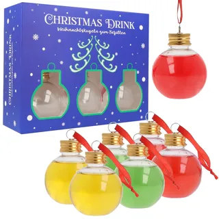 6 Stück Christbaumkugeln 100ml zum Befüllen Weihnachtskugeln Motivkugeln aus Kunststoff Christbaumschmuck unzerbrechlich bruchsicher