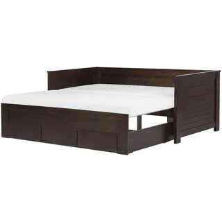 Beliani Tagesbett 90/200cm Dunkelbraun Cahors , Holz , 90x200 cm , Schlafzimmer, Betten