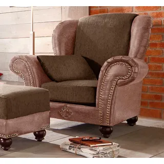 Home Affaire Ohrensessel King George Mikrofaser 118 x 110 x 0 cm Braun mit Kissen