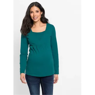 bonprix Stillshirt bequeme Passform, Wickelschnitt, 2-in-1 Umstands- und Stillfunktion, petrol