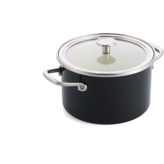 KitchenAid Steel Core Enamel Kochtopf mit Deckel, (20cm/3,7l), deutsche Emaille, Induktionsgeeignet, backofenfest, spülmaschinenfest, Onyx Schwarz