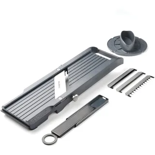 GLOBAL Mandoline GSL-64/BC – Premium Gemüsehobel 64 mm | Mit 3 Julienne-Klingen & Fingerschutz | Stufenlos verstellbar, BPA-frei, 100% Made in Japan