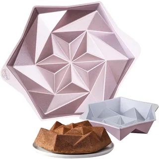 Dr. Oetker Creative Rundform Origami – Ø 28 x 7cm, 2000ml, Hochwertige Backform in Rose-Gold, PFAS-freie Antihaftbeschichtung, perfekt für einzigartige Gugelhupfe, Hitzebeständig bis +230°C