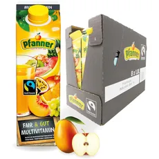 Pfanner Fairtrade Multivitamin Nektar (8 x 1 l) - min. 50 % Fruchtgehalt – Saft aus frischen Früchten - Fruchtgetränk im Vorratspack