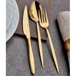 Besteckset 36 teilig für 6 Personen Edelstahl 18/10 Gold Mehrzweck Einsatz für Zuhause Messer Gabel Löffel Küche Restaurant, gold
