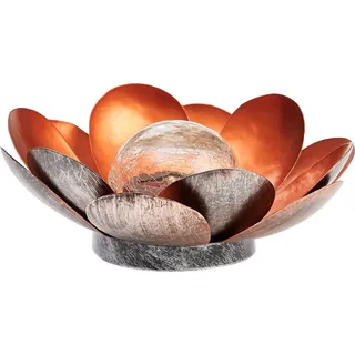 Solar Lotusblüte für außen aus Metall mit Bruchglaskugel und warm-weißer LED Beleuchtung, verschiedene Ausführungen, toller Lichteffekt, moderne Gartendeko in Seerosen-Optik (groß)