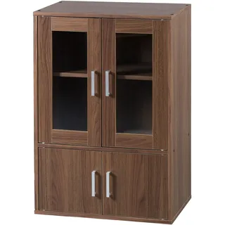 Iris Ohyama, Möbel, Bücherregal, Geschirrschrank, Sideboard mit 4 Regalen und 4 Türen/ Design & Modern, Vielseitig verwendbar, Büro, Küche, Schlafzimmer, Wohnzimmer - Cabinet GKN-9060 - Braun