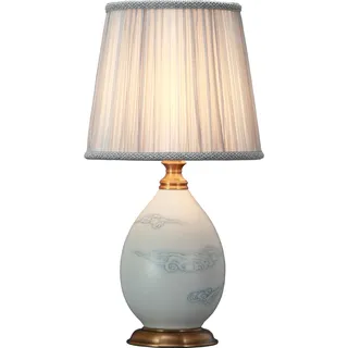 Fine Asianliving Chinesische Tischlampe Porzellan mit Lampenschirm E27 Orientalische Tischleuchte Keramik Nachttischlampen Schlafzimmer Wohnzimmer