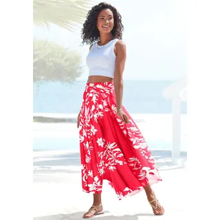 LASCANA Hosenrock mit Alloverdruck, Culotte, extraweites Bein, rot, weiß bedruckt