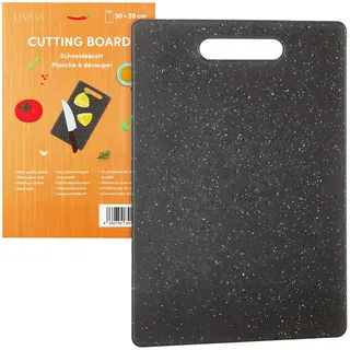 Schneidebrett Kunststoff Groß: hochwertiges Kunststoff Frühstücksbrettchen – Schneidebrett schwarz spülmaschinenfest – Schneidebrett groß 30x20cm – BPA frei – Cutting Board – Küchen Gadgets von LIVAIA