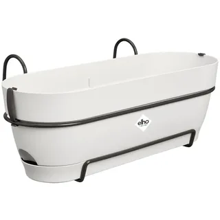 elho Vibia Campana Balkonkasten Allin1 50 mit Wasserreservoir - Blumentopf Balkongeländer - 100% recyceltes Plastik - Ø 50.4 x H 17.7 cm - Weiß/Seidenweiß