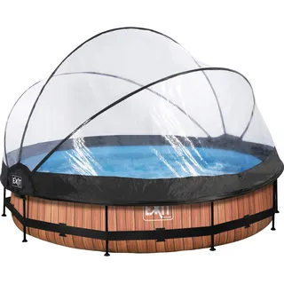 EXIT TOYS EXIT Wood Pool Braun 360 x 76 cm inkl. Filterpumpe und Abdeckplane