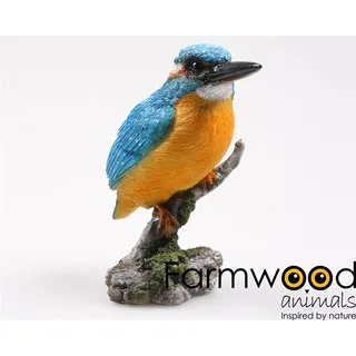 Farmwood Tiere Gartenstatue Eisvogel auf Stamm 9x9x15cm
